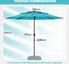 A diagram showing the dimensions of a turquoise patio umbrella. Podgląd zdjęcia produktu