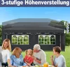 A family is enjoying a meal under a gray canopy tent in a grassy outdoor setting. Voir les images du produit