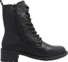 A black lace-up boot with a side zipper is shown against a white background. Podgląd zdjęcia produktu