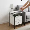 Comodino Relaxdays, 2 cassetti, ripiani aperti, A x L x P: Anteprima dell’immagine prodotto 5