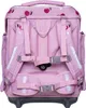 The back view of a pink child's backpack with a cherry pattern. Produktbild-Vorschau
