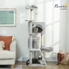 Arbre à chat PawHut, 160 cm de haut, avec niches, panier, Voir les images du produit 2