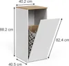 A white laundry cabinet with a wooden top and an open door revealing a laundry basket. Voir les images du produit