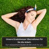A woman lying on grass with text overlay. Produktbild-Vorschau