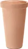 A tall, orange terracotta planter is shown against a white background. Voir les images du produit