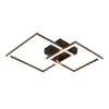 A modern black square LED ceiling light with two intersecting square frames, illuminated with warm white light, set against a white background. Voir les images du produit