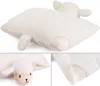 A collage of images showing a plush sheep pillow, including a close-up of its face and a detail of its texture. Anteprima dell’immagine prodotto