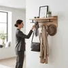 HAKU Wandgarderobe Eiche hell, schwarz- MDF, Metall, B/H/T: Produktbild-Vorschau 8