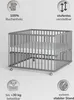Laufgitter 100x100 cm mit Matratze - grau - Premium Produktbild-Vorschau 2
