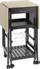 A kitchen cart with drop-leaf sides, a drawer, a wine rack, and a slatted shelf, shown from the front. Produktbild-Vorschau