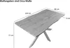 A diagram of a wooden dining table with dimensions indicated. Produktbild-Vorschau