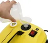A hand is pouring liquid into a yellow steam cleaner with a funnel. Náhled obrázku produktu