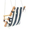 Babyschaukel mit Sicherheitsgurt Baumwolle Holz Blau Produktbild-Vorschau 5