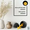 A still life arrangement of decorative items on a shelf, including vases and a dragon egg-shaped container with yellow decorative elements spilling out. A framed text graphic is visible in the background. Produktbild-Vorschau