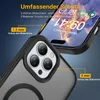 A close-up marketing image of an iPhone case, highlighting its protective features with text overlays. Produktbild-Vorschau