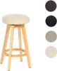 A bar stool with a cream seat and wooden legs, shown on a white background. To the right are swatches of different seat colors. Podgląd zdjęcia produktu