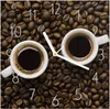 Wanduhr aus Glas mit Motiv Kaffeebohnen und Tassen- 30 x 30 Produktbild-Vorschau 1
