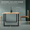 A modern dining table with black metal legs and a wooden top, shown with a vase and a chair in a minimalist interior setting. Podgląd zdjęcia produktu