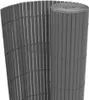 A rolled-up and unrolled section of a gray garden fence made of vertical slats. Náhľad obrázku produktu