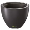 A dark gray planter with a silver rim, shown against a white background. Produktbild-Vorschau