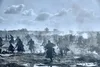 A group of soldiers in a battlefield setting, with smoke and debris. Náhled obrázku produktu