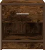 A close-up view of a single wooden nightstand with a drawer and an open shelf. Náhled obrázku produktu