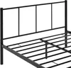 A close-up view of a black metal bed frame, showing the headboard and part of the mattress support. Produktbild-Vorschau