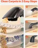 A multi-panel image demonstrating the three steps of carpet cleaning with a VEVOR carpet cleaner. Anteprima dell’immagine prodotto