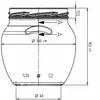 Technical drawing of a glass jar with dimensions and markings. Produktbild-Vorschau
