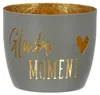 Gilde Windlicht, "Glücksmoment", Schriftzug, Metall, beige, Produktbild-Vorschau 3