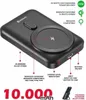 A black power bank with various features highlighted by text and lines. Podgląd zdjęcia produktu