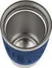 Top-down view of the inside of a blue and silver travel mug. Anteprima dell’immagine prodotto
