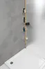 A shower corner shelf unit with various toiletries on it, placed in a shower stall next to a shower tray. Podgląd zdjęcia produktu