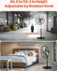 A split image showing a fan in a warehouse and a fan in a bedroom. Produktbild-Vorschau