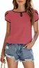 ASKSA Sommer Damen T-Shirt Rundhals Kurzarm Blütenblatt Produktbild-Vorschau 1