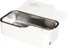 A white ultrasonic cleaner with a silver interior and an open lid. Voir les images du produit