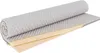A rolled-up mattress topper is shown partially unrolled, revealing its layered construction. Produktbild-Vorschau