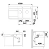 Technical drawing with dimensions of a kitchen sink. Podgląd zdjęcia produktu