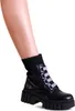 topschuhe24 2545 Damen Plateau Stiefeletten Glitzer Worker Produktbild-Vorschau 1