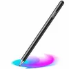 A black stylus pen is shown on a white background, with colorful abstract shapes beneath it, suggesting it is drawing. Produktbild-Vorschau