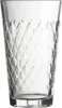 A clear glass tumbler with a diamond-cut pattern. Produktbild-Vorschau