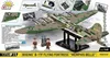 A collage of images showcasing a model airplane kit, including the assembled model, close-ups of its features, and figures representing crew members. Voir les images du produit