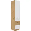 A tall, narrow cabinet with a wood-grain texture on the left side and white panels on the right. It has two small drawers at the top, a larger wood-grain drawer below them, and a white panel at the bottom. Náhled obrázku produktu