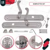 A set of door handles and related hardware displayed on a blueprint background. Produktbild-Vorschau