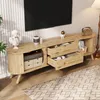 Merax TV Lowboard erbsenförmig mit Rillenoptik, TV-Schrank Produktbild-Vorschau 3