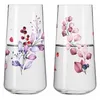 Two clear glasses with floral and berry designs, each filled with a clear liquid. Anteprima dell’immagine prodotto