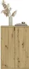A wooden cabinet with two doors, topped with a vase of dried flowers and a stack of books. Produktbild-Vorschau