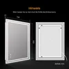 A diagram showing the dimensions of an LED bathroom mirror, with a second image showing the back of the mirror. Produktbild-Vorschau