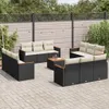 vidaXL 13-tlg. Garten-Sofagarnitur mit Kissen Schwarz Poly Produktbild-Vorschau 2