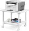 A printer is on top of a white, two-tiered rolling cart. Books are on the lower shelf. Produktbild-Vorschau